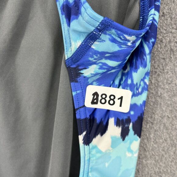 Speedo PowerFLEX Eco Swimsuit Womens 6 Blue Tie Dye One Piece Crossback Swimwear - Picture 14 of 14